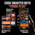 Upgraded Smart Bluetooth Wireless Meat Thermometer with Ultra-Thin Probe, 6 Sensors Accuracy Digital Food Thermometer 0.5S Instant Read, IP67 Waterproof for BBQ, Grill, Smoker, Oven, Air Fryer