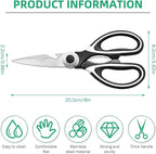 Multipurpose kitchen scissors, heavy duty meat poultry scissors, spice scissors, food cooking scissors, stainless steel utility scissors (1, white)
