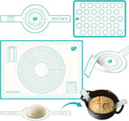 3PCS Silicone Bread sling & Silicone Baking Mat & Macaron Baking Sheet, Non-Stick Reusable Bread Making Tools for Kneading Dough Rolling Pastry and Baking Accessories