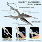 Poultry Shears Heavy Duty kitchen Scissors,Kitchen Shears For Food,Vegetable Peelers For Kitchen,Meat Scissors With Anti Slip Handle And Safety Lock,For Cutting Chicken,Fish,Vegetable