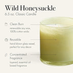 LAFCO New York Classic Candle, Wild Honeysuckle - 6.5 oz - 50-Hour Burn Time - Reusable, Hand Blown Glass Vessel - Made in The USA