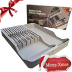 Knife Holder, In Drawer Knife Block Holder with Expandable Cutlery Tray Kitchen Drawer Organizer Insert-Holds 11 Knives for Save Space & Kitchen Safety (Drawer knife holder, Plastic)