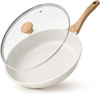 SENSARTE Nonstick Ceramic Frying Pan Skillet with Lid, 9.5 Inch Omelet Pan, Healthy Non Toxic Chefs Pan, Induction Compatible Egg Pan with Heat Resistant Handle, Free of Intentionally Added PFAS/PTFE