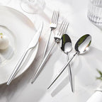 KINGSTONE Silverware Set, 40-Piece Flatware Set Cutlery Set Premium 18/10 Stainless Steel, Tableware Include Forks Knives Spoons for Home Kitchen Restaurant Wedding, Dishwasher Safe