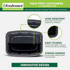 Freshware Meal Prep Containers [300 Pack] 1 Compartment with Lids, Food Storage Containers, Bento Box, BPA Free, Stackable, Microwave/Dishwasher/Freezer Safe (24 oz)