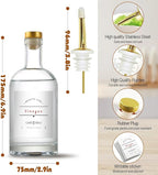Olive Oil Dispenser Bottle for Kitchen, Clear Glass Oil and Vinegar Dispenser Set, Coffee Syrup Dispenser, Container With Metal Pour Spout, Airtight Lid, Funnel, Waterproof Labels (375ml-4 Pack)