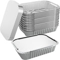 WANBAO 50 PACK 8.3"x6.2" Disposable Tin Foil Pans with Lids 2.25LB Aluminum Pans To Go Containers for Cooking, Baking, Catering Party Meal Prep, Take Out, Freeze