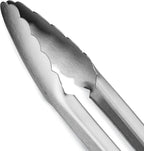 304 Stainless Steel Kitchen Cooking Tongs, 12" and 14" Set of 2 Sturdy Grilling Barbeque Brushed Locking Food Tongs with Ergonomic Grip, Orange