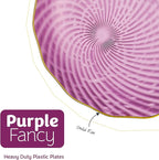 PLASTICPRO 120 Pack Plastic Plates Set of 60-10 inch Plates and 60-7 inch Plates, Elegant Clear Purple Spiral and Gold Rim Disposable Fancy Plates Premium Heavyweight