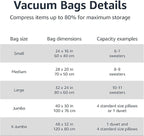 Amazon Basics Vacuum Compression Zipper Storage Bags With Hand Pump, Medium, Clear, 5-Pack, White, Sky Blue