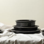 Stone Lain Slate 24-Piece Dinnerware Set Stoneware, Plates and Bowls Set, Dishwasher and Microwave Safe, Dish Set for 8, Black