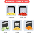 Fullstar All-in-1 Vegetable Chopper and Mandoline Slicer for Kitchen - Cheese Grater, French Fry Cutter, Cheese Slicer - Bonus Handheld Spiralizer Included (6 in 1, Black/White)