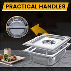 Hotel Pan Lids 6 Pack– Fits 1/4 Size Stainless Steel Steam Table Pans, Anti-Jam Food Pan Cover for Catering, Buffet Use, Kitchen Prep, Dishwasher Safe