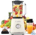 Glass Blenders for Kitchen with 750W, 54Oz. Countertop Blender Glass Jar Food Processor Combo, BPA-Free Blender for Smoothies, Ice Crush,Nuts, Frozen Drinks and Fruits(White)