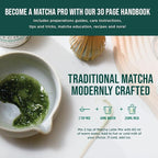Jade Leaf Matcha - Traditional Starter Set - Japanese Matcha Gift Set Includes: Bamboo Whisk (Chasen), Scoop (Chashaku), Stainless Steel Sifter, Fully Printed Handbook