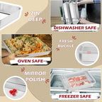 Leonyo Bakeware Cake Pan with Lid, 9.3 x 7 Inch Rectangle Lasagna Pan with Lid, Stainless Steel Baking Trays for Commercial Kitchen, Focaccia Bread, Casserole Dish - 2 Inch Deep, Refrige & Oven Safe