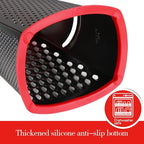 Ourokhome Cheese Grater with Handle, Stainless Steel Box Grater, 4 Side Kitchen Vegetable Shredder Slicer Zester with Container for Parmesan, Cabbage, Ginger, Lemon, Chocolate, Coconut (Red and Black)
