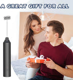 Milk Frother-Handheld Electric Whisk for Coffee, Latte, and Hot Chocolate (Plastic body-Built in 1200mAh lithium battery, USB rechargeable) Drink Mixer Handheld, Lightweight & Portable (Black)