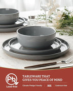 Famiware Milkyway Plates and Bowls Set, 18 Pieces Dinnerware Sets, Dishes Set for 6, Dark Gray