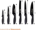 MasterChef Kitchen Knife Set with Covers, 6 Professional Chef Knives for Home Kitchens, Extra Sharp Cutting Stainless Steel Blades & Protective Sheaths, Soft-Touch Easy-Grip Handles, Essential Black