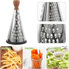Cabilock 9 Inch Cone Cheese Grater with Wooden Handle Multi-Function Stainless Steel Vegetable Shredder for Kitchen Use Manual Cone Grater for Cheese and Chocolate