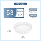 LOVECASA Porcelain Quiche Baking Dish,10 Inch Reusable Pie Pan Quiche Pan, Non-Stick Round Pie Dish, Tart Pan with Ruffled Edge,Pie Pan for Pies | Microwave,Dishwasher,and Oven Safe (White)