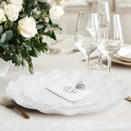 LIYH 50 Pcs White Scalloped Plastic Plates Reusable - Unbreakable Plastic Plates for Weddings Party Outdoor Picnics Dishwasher Safe BPA Free (25Guests)