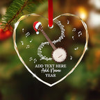 Customized Banjo Musical Instrument Glass Ornaments, Personalized Banjo Christmas Ornament with Text Name Year, 2025 Christmas Ornament Gift for Banjoist/Teacher/Student, Musician Keepsake