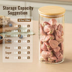 4 Pack 42oz Glass Jars with Bamboo Lids,Glass Storage Containers with Lids,Clear Airtight Food Storage Jar for Flour,Oat,Coffee,Tea,Sugar,Cookies,Pantry Organizers 3mm Thick Canisters