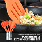 Chef Craft 7 Piece Silicone Kitchen Tool and Utensil Set, Orange (42078)