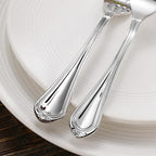 KEAWELL Pearl Edge 4-Piece Premium Spoon Set, 18/10 Stainless Steel, Fine Silverware Spoons with Refined Bead Design, Brightly Polished, Dishwasher Safe (Silver, 7.56" Dinner Spoons)
