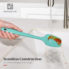 600ºF Heat Resistant Spatula, 11.34 inch High Heat Food Safe Semless Kitchen Silicone Spoon Spoonula Scraper for Cooking Baking Mixing Scraping Stirring Nonstick Cookware Pan Bowl (Aqua Sky)