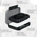 Bento Box for Kids,Kids Bento Lunch Box with Built-in Ice Pack for School,3 Compartments Leak Proof Lunch Container with Utensils for Girl Boy;BPA Free,Microwave & Dishwasher Safe, 44oz(Black)