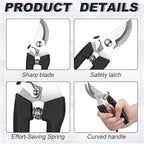 Chumia 30 Garden Flower Shears Pruning Scissors Heavy Duty Plant Scissors Trimming Garden Clippers Hand Tree Pruner for Yard Gardening Plants Hedge Flower Tree Cutting Secateurs (Black)