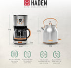 HADEN Heritage 1.7 Liter Stainless Steel Electric Kettle Bundled with 12 Cup Drip Coffee Maker, Coffee Machine with Auto Shut-Off, Steel & Copper