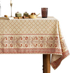 ISAENNE Designer Linen Floral Extra Long Rectangle Tablecloth,Pale Yellow Farmhouse Indoor Table Cloth,Durable Decor Tablecloths for Dining Kitchen Thanksgiving,63"*110"-Chamonix A