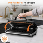 85Kpa Vacuum Sealer Machine, 10-in-1 Full Automatic Food Saver with Easy-Lock Handle, Double Heat Seal, Built-in Cutter & Roll Storage for Dry/Moist Foods, Includes Bags & External Hose