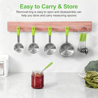 Measuring Cups and Spoons Set, Stainless Steel 10 Piece for Cooking and Baking (5 Cups + 5 Spoons, Green Handle)