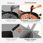 Stainless Steel Meat Chopper & Masher, Coinicxcel 10 Inch Heat Resistant Ground Beef Chopper Tool with 6 Curve Blades & Egonomic Non-Slip Handle, Heavy-Duty Hamburger Smasher Tool Dishwasher Safe