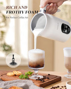 Milk Frother and Steamer 4 in 1, Milk Steamer with Auto Temperature Control, Warm & Cold Foam Maker, Hot Chocolate Maker, Frother for Coffee, Latte, Cappuccino, White