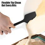 2-Piece Silicone Scraper & Spoon Spatulas: Doosu 600°F Heat Resistant Food Grade BPA Free Rubber Baking Flat Spatula Kitchen Cooking Spoonula for Mixing, Scraping, Folding, Stirring, Serving (Black)