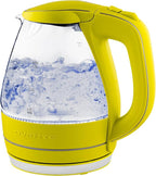 OVENTE Electric Kettle, 1.5L Borosilicate Glass Countertop Water Heater and Boiler for Coffee or Tea, BPA-Free, Auto Shut-Off,  Boil-Dry Protection, Removable and Washable Spout Filter, Green KG83G