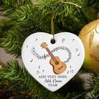 Personalized Ukulele Ceramic Ornament with Text Name Year, Customized Ukulele Instrument Christmas Ornament 2025, Musical Instrument Christmas Tree Ornaments, Gift for Men Women Music Lover