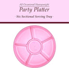 Plasticpro 6 Sectional Round Plastic Serving Tray/Platters Pink Pack of 4