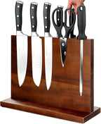 Magnetic Knife Block Double Sided Magnetic Knife Holder Rack with Strong Enhanced Magnets Acacia Wood Magnetic Knife Storage Stand (Acacia Wood)