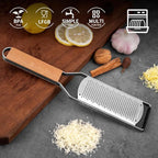 Professional Cheese Graters for Kitchen Stainless Steel Handheld,Durable Rust-Proof Metal Lemon Zester Grater With Wood Handle for Cheese,Chocolate,Spices,Kitchen Gadgets (Wideboard)