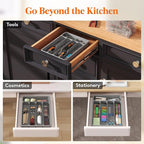 Lifewit Silverware Drawer Organizer Tray, Plastic Cutlery Storage for Kitchen Drawer, Flatware and Utensil Holder Divider for Spoons Forks Knives Tableware, 5 Compartment, Gray