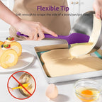 U-Taste Silicone Baking Spatula Set: 480ºF High Heat Resistant, Food Grade Flexible Rubber Kitchen Cooking Mixing Scraper, Food Grade Seamless Utensil for Nonstick Cookware Set of 3 (Purple)