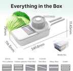 Multifunctional Handheld Mandoline Slicer for Kitchen with Drain Box – 6 Interchangeable Blades, Safety Guard, Vegetable/Cucumber Slicer for Salad Meal Prep, Easy to Clean, Compact Storage