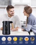 Electric Kettle 1500W Rapid Boil, 1.7L (1.8 Qt) 304 Stainless Steel, BPA-Free | 4 Temperature Presets for Baby Milk, Coffee, Tea | 2-Hour Keep Warm, Cool Touch Exterior